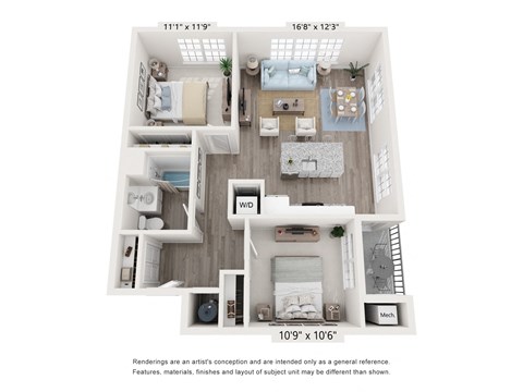 Two Bed One Bath 898 sq.ft. at Brookfield Village Apartments in Brookfield, CT, 06804